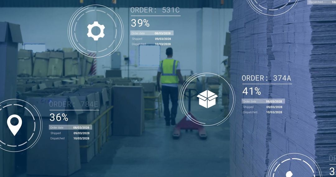 Warehouse Worker Analyzing Digital Logistics and Shipping Data