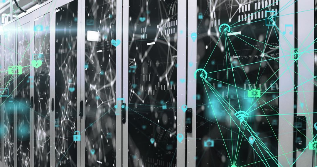 Concept of Connected Technology and Data Analysis in Modern Server Room