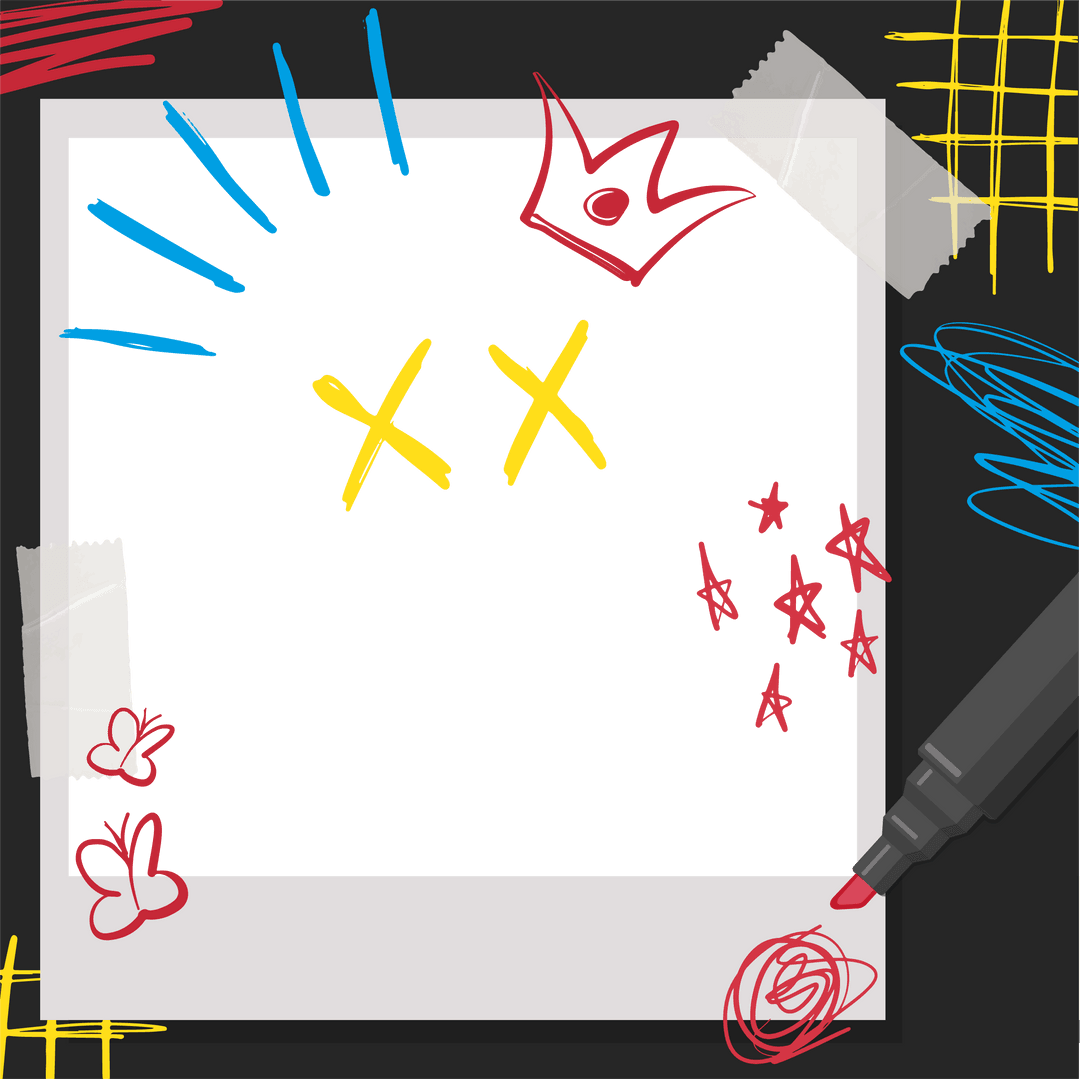 decorative polaroid frame with colorful sketches on transparent surface - Download Free Stock Images Pikwizard.com