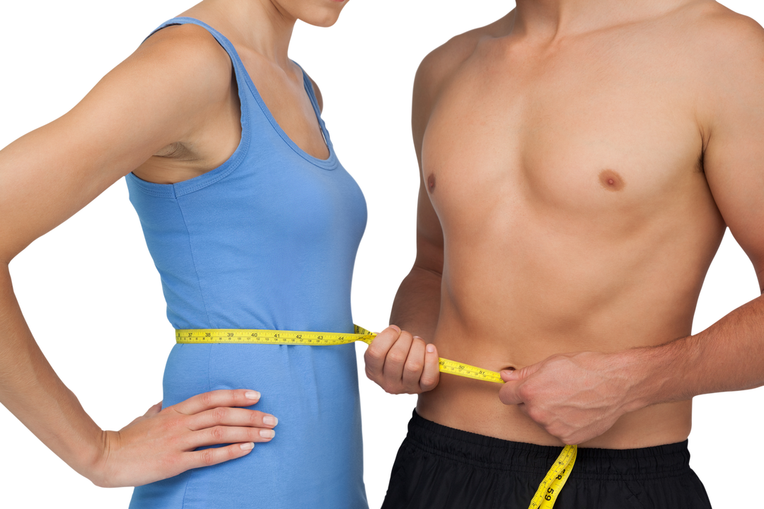 Transparent Fit Couple Measuring Waist Fitness Transformation Healthy Lifestyle - Download Free Stock Images Pikwizard.com