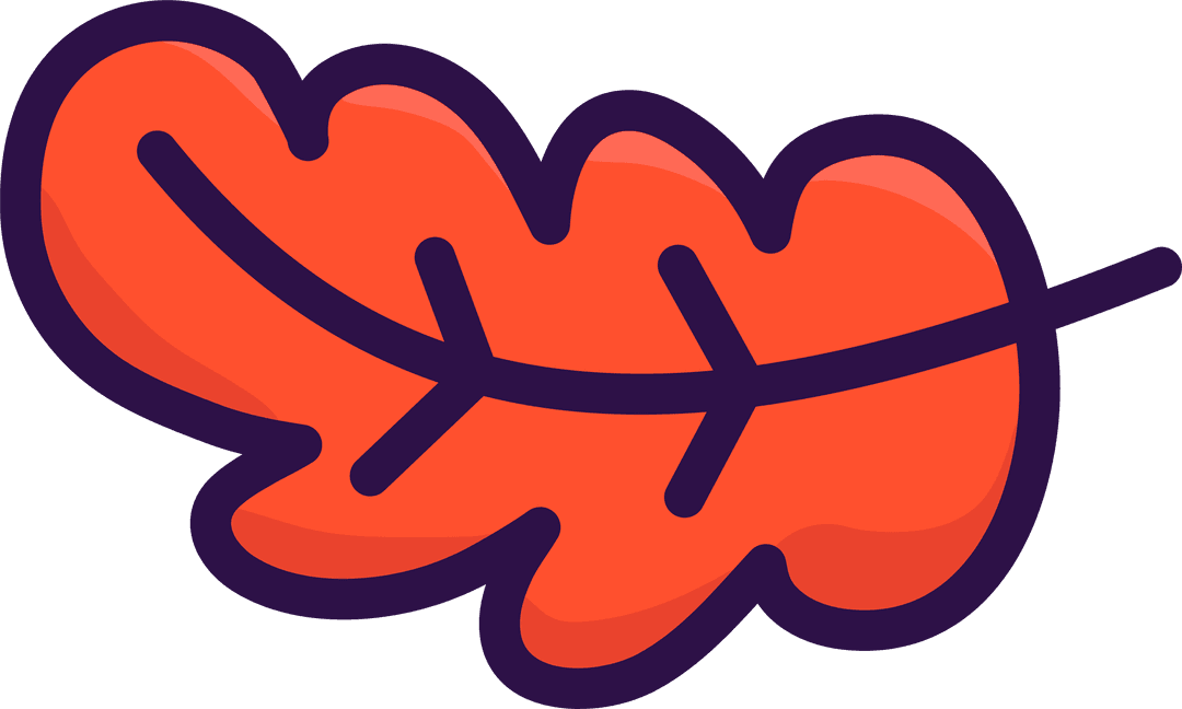 Transparent Cartoon Orange Leaf with Bold Outline for Design Projects