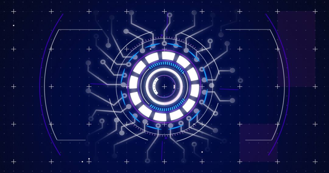 Futuristic Circuit Interface with Glowing Blue Graphics