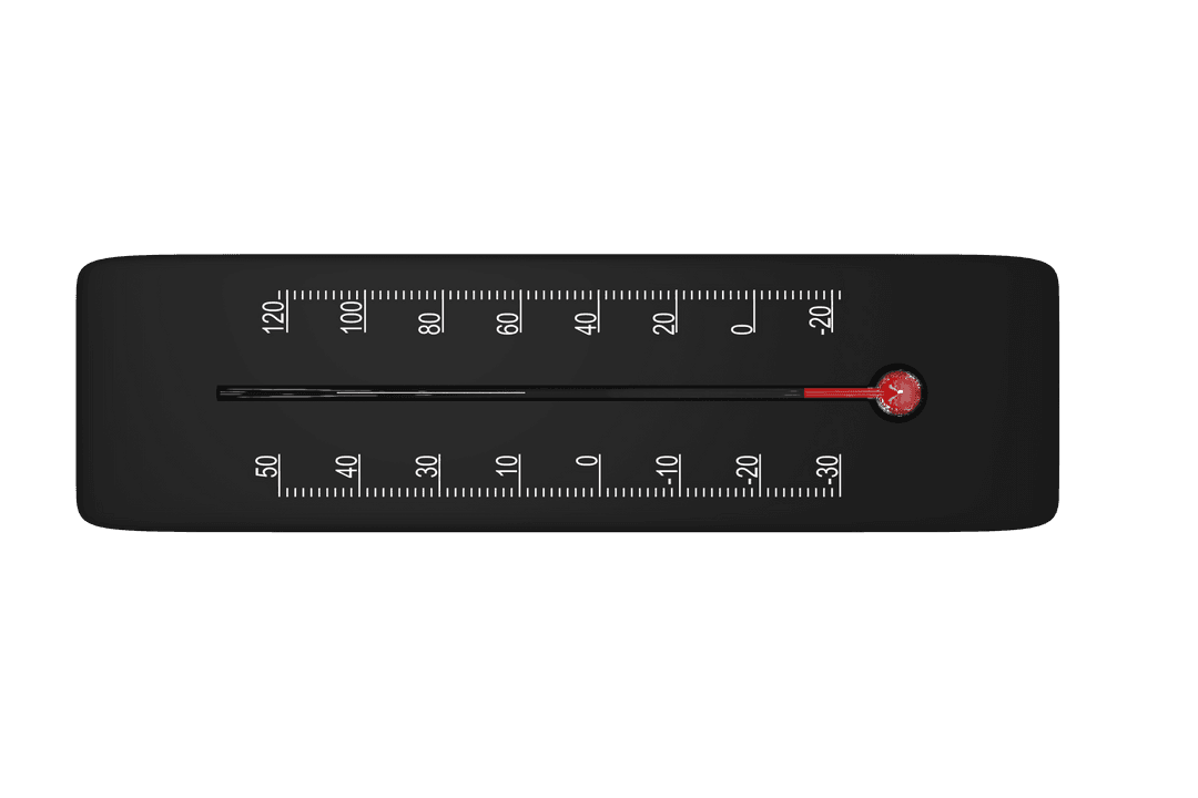 Black Thermometer on Transparent Background in PNG Format