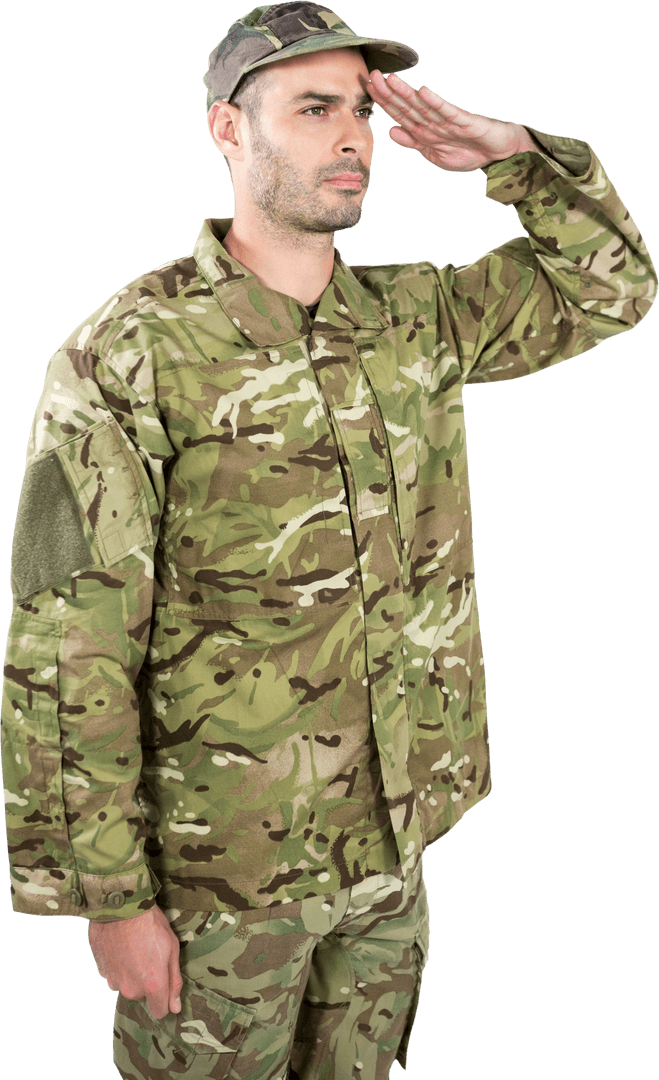 Transparent Camouflage Military Salute Portrait