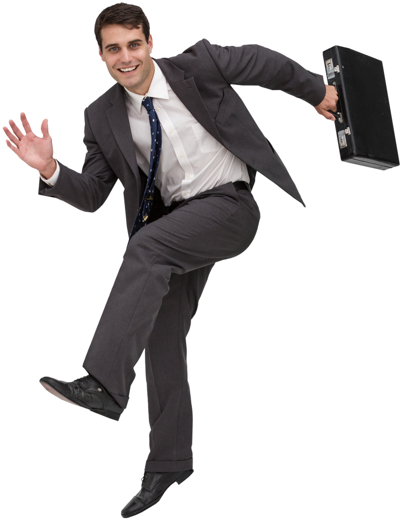 Transparent Businessman in Suit with Briefcase Rushing to Meeting - Download Free Stock Images Pikwizard.com