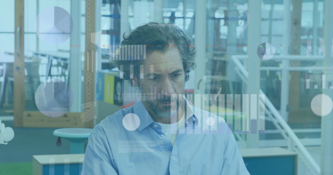 Businessman Integrating Data Analytics Through Virtual Interface