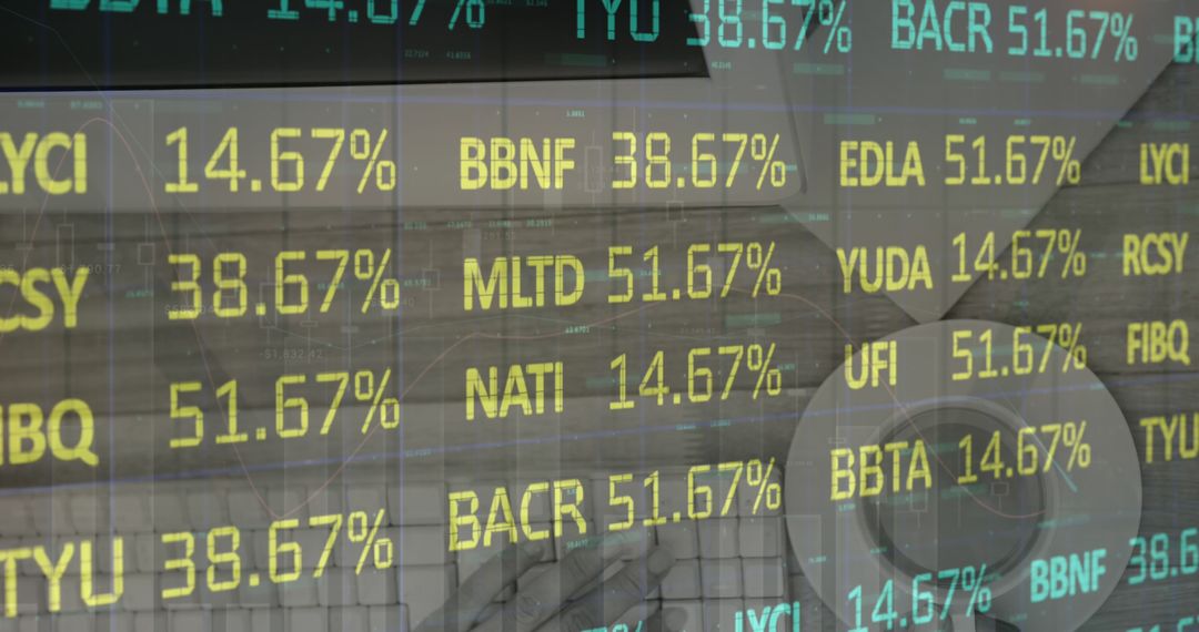 Digital Interface Displaying Stock Market Data with Technology Integration