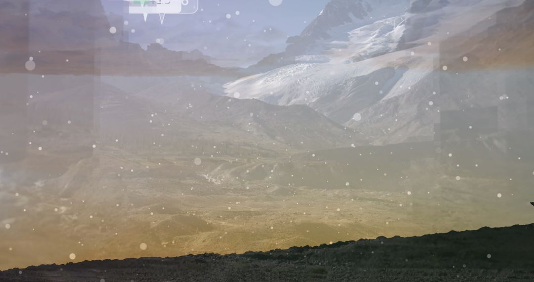 Starry galaxy and ethereal landscape blend