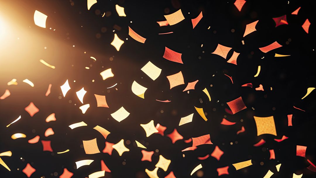 Abstract Floating Red Square Star Confetti Bright Highlight