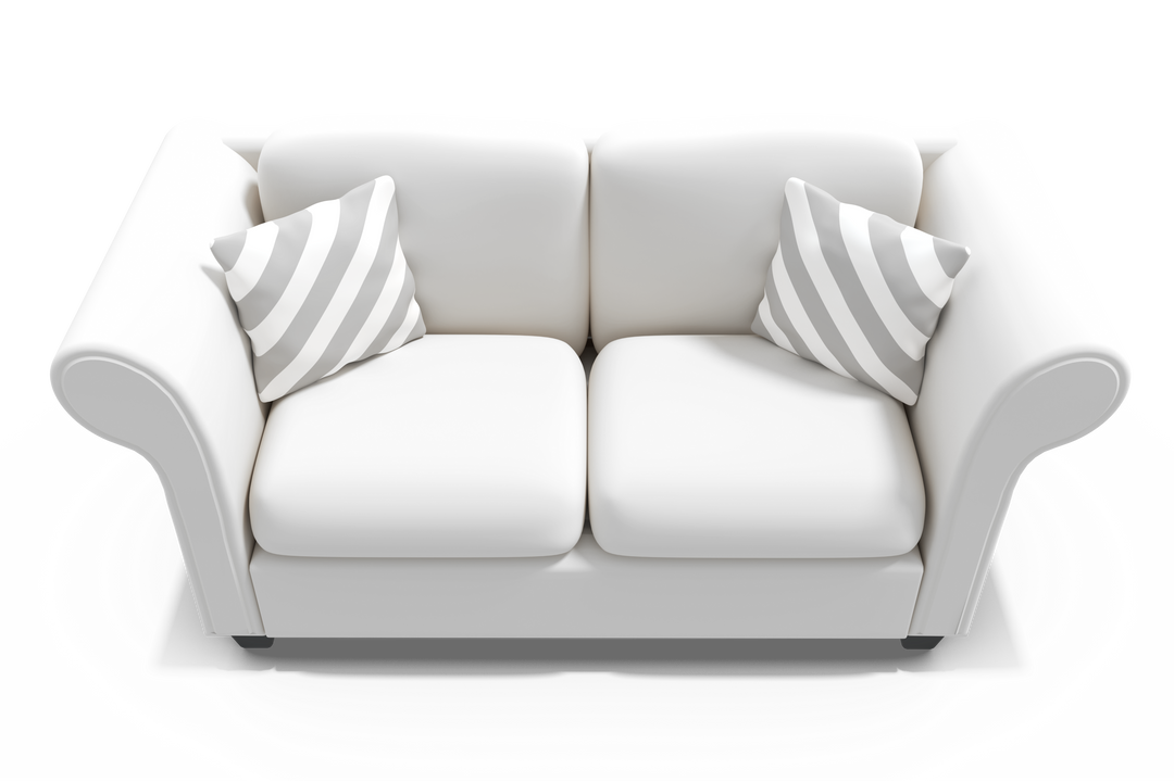 Top View of Stylish White Sofa with Two Cushions On Transparent Background - Download Free Stock Images Pikwizard.com