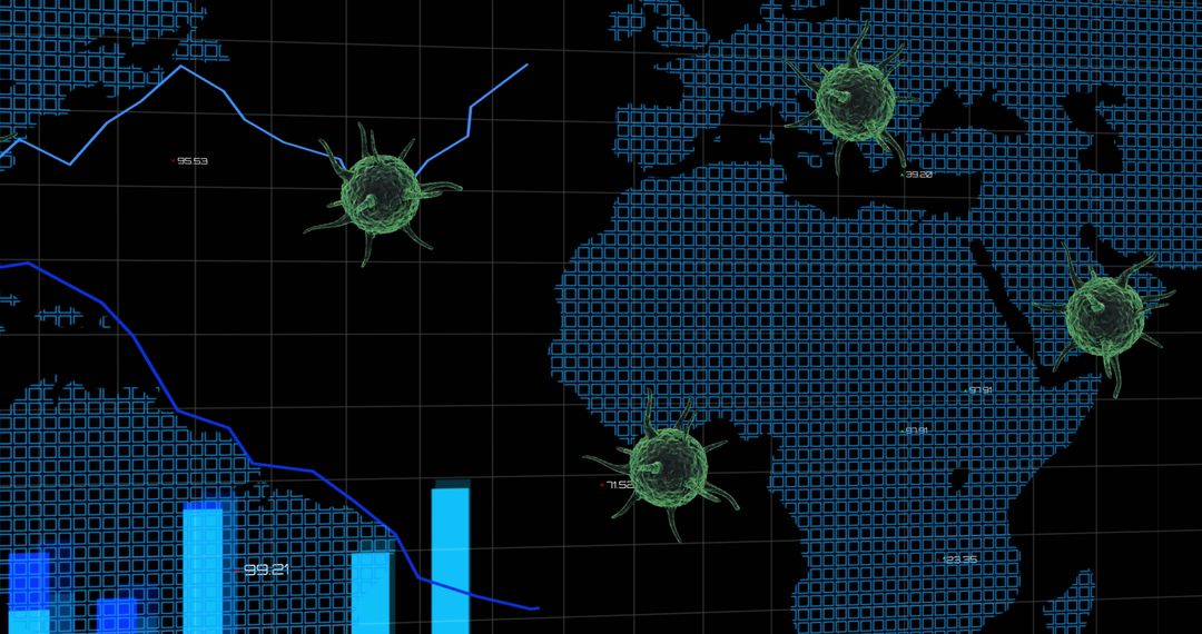 Global COVID-19 Impact Showing Around World Map with Data