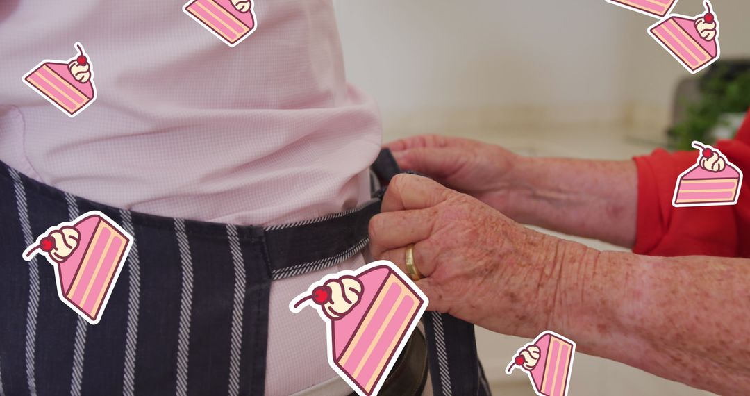 Senior Woman Tying Apron Ready for Baking