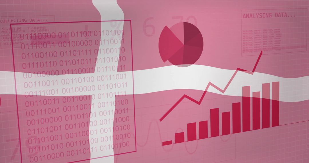 Danish Flag with Data Analytics and Technology Theme