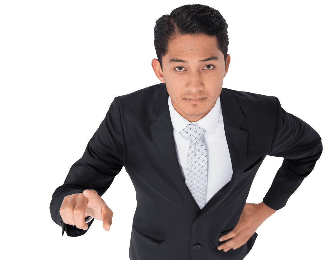 Asian Businessman Gesturing on Transparent Background