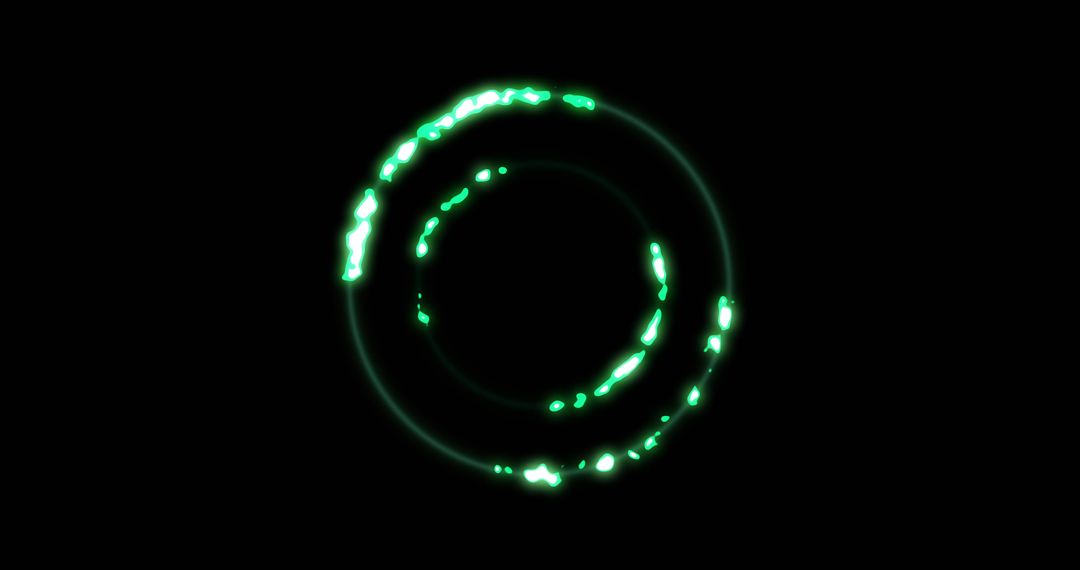 Glowing Green Circles on Black Background Moving in Style