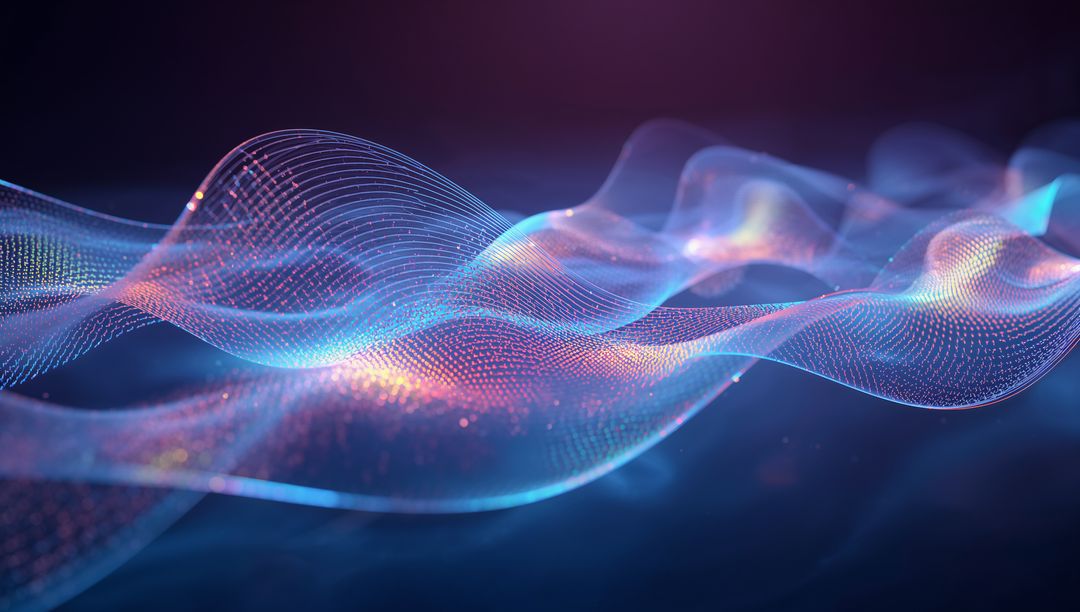 Futuristic Digital Wave with Glowing Mesh Pattern