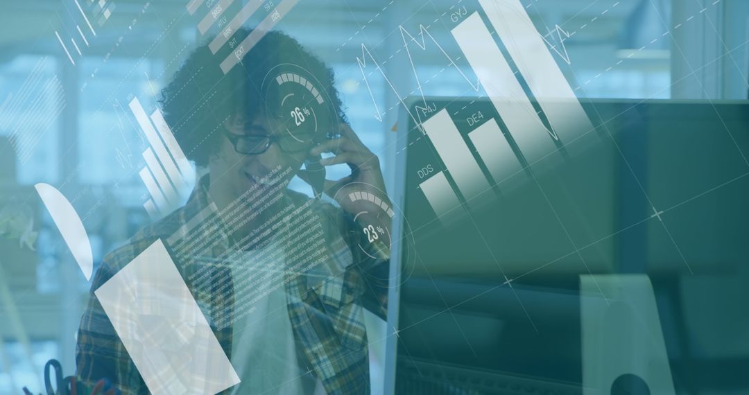 Businessman Analyzing Data on Futuristic Interface