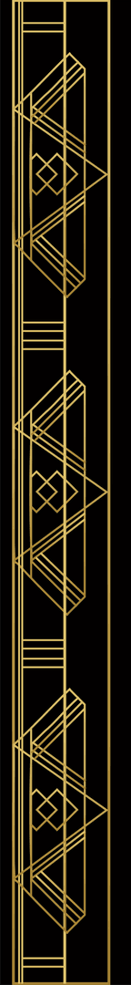 Ornamental Gold Border with Geometric Motifs on Transparent Background