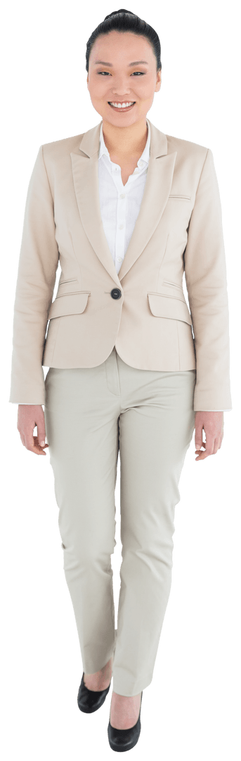 Transparent Businesswoman Walking Confident and Professional