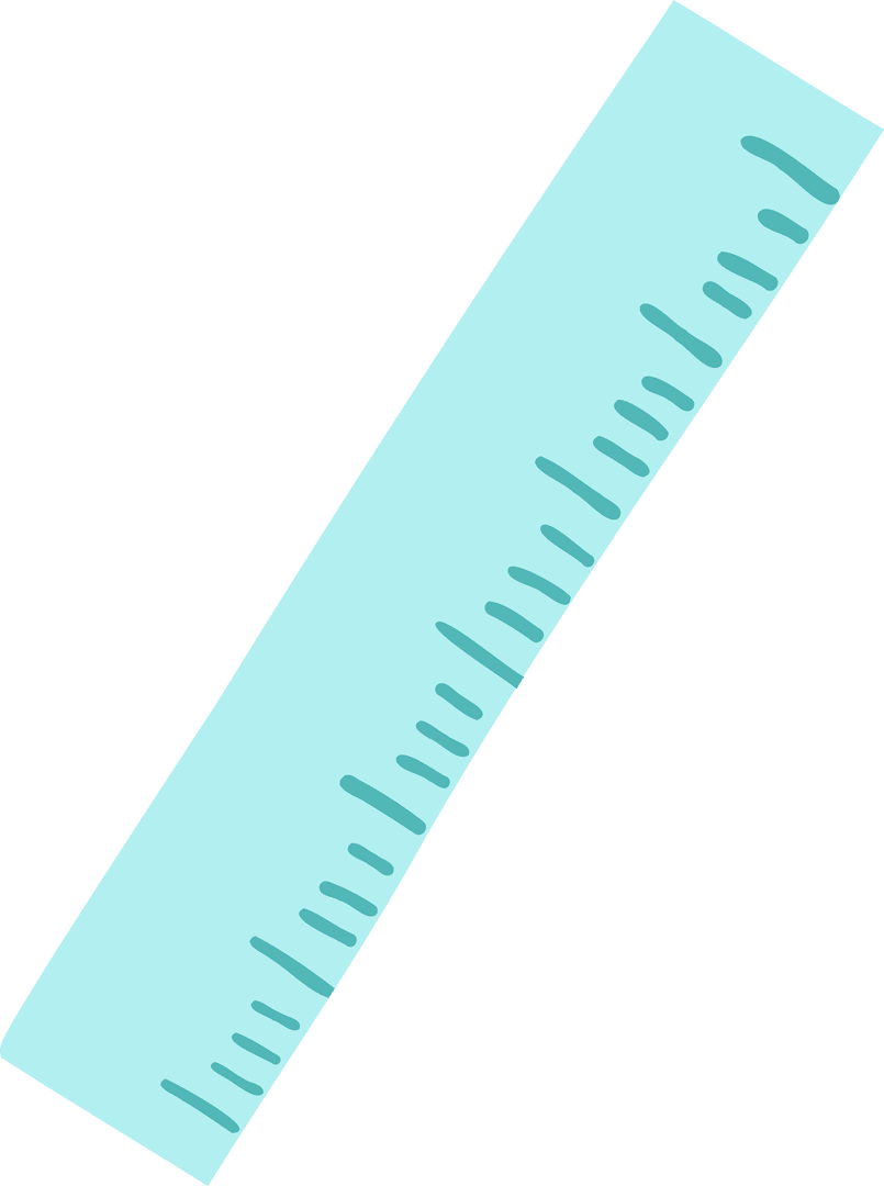 Transparent Light Blue Ruler With Teal Tick Marks