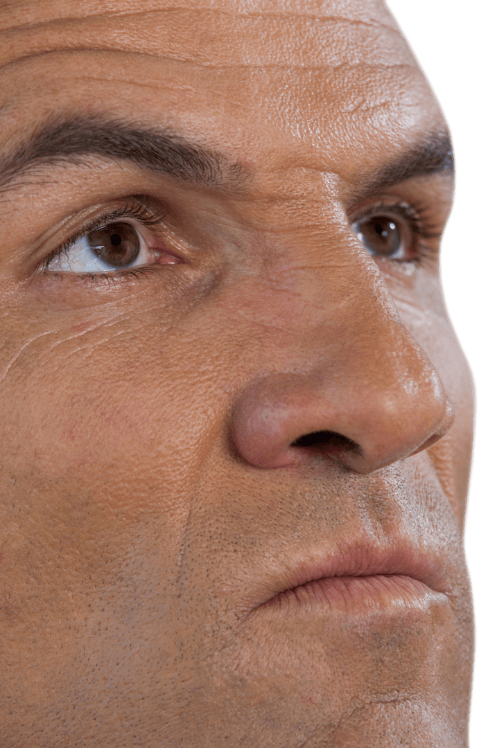 Transparent Close-Up Serious Mature Man Expression