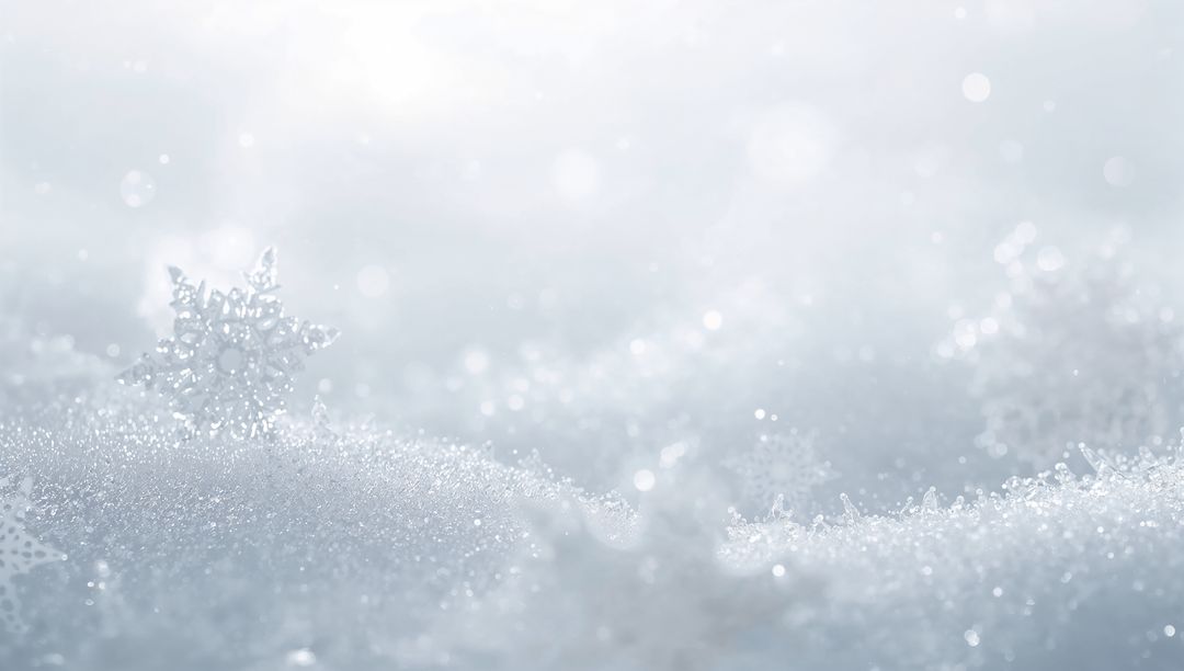 Glinting Hexagonal Snowflake Crystal Nesting on Fresh Sparkling Snow Macro Closeup Frost