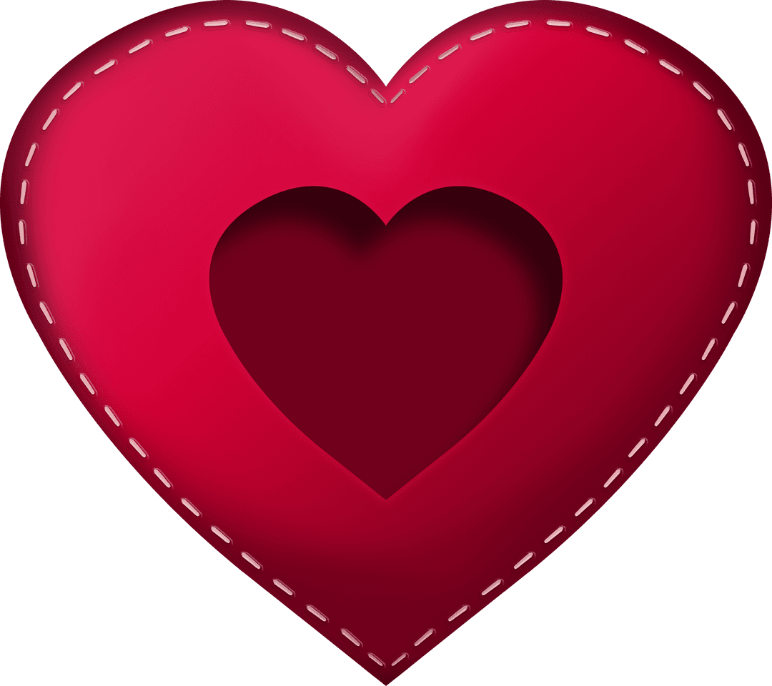 Red Heart with Cutout on Transparent Background for Valentine's Day Design