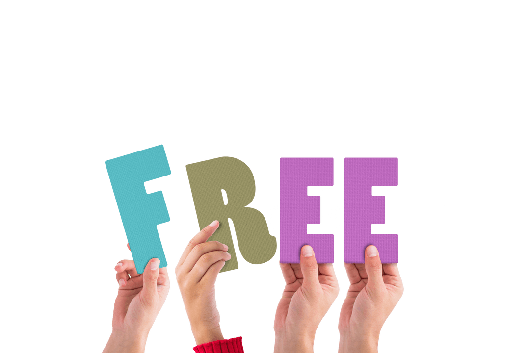 Transparent Hands Holding Colorful Free Letters