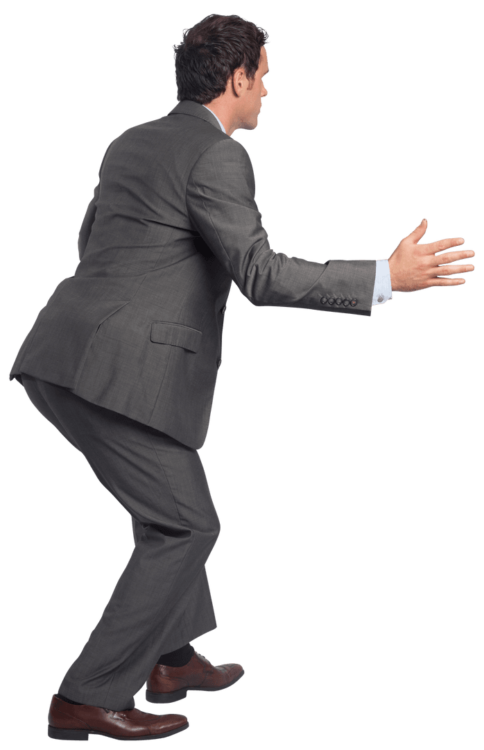 Transparent Businessman Reaching Out Gesture in Suit