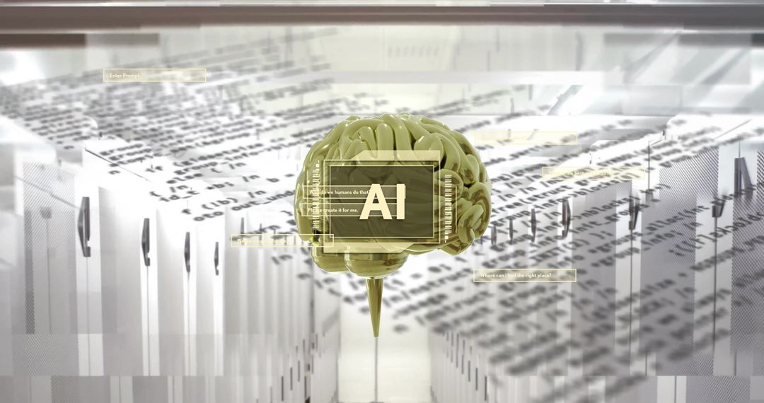 AI Brain Processing Overlaid on Computer Server Visualization - Free Images, Stock Photos and Pictures on Pikwizard.com