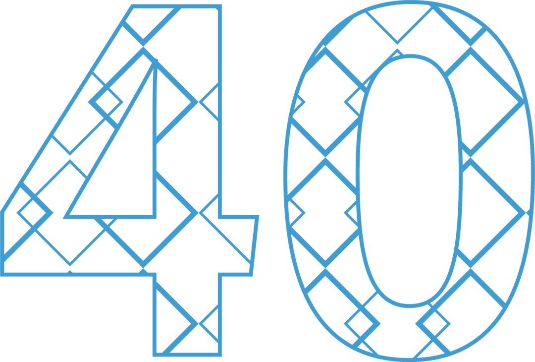 Transparent Blue Patterned 40 Number Illustration