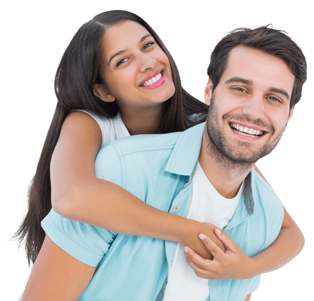 Happy Couple Piggyback Ride Transparent Background