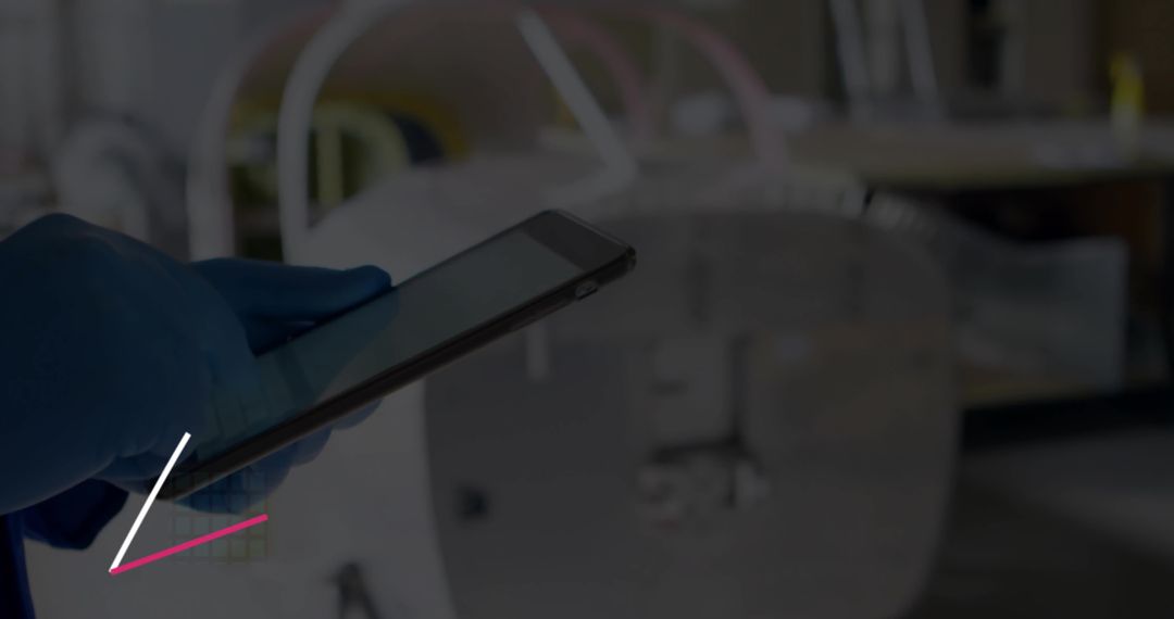 Gloved Healthcare Professional Using Tablet in Radiology Environment