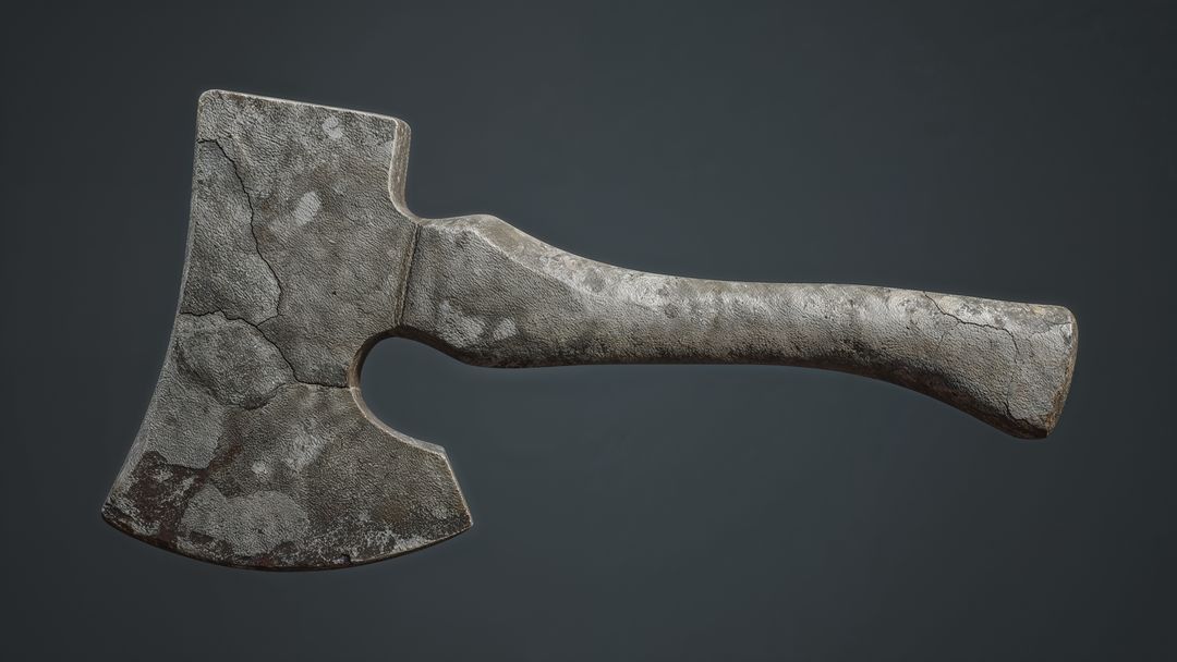 Weathered Metal Axe with Textured Finish and Corrosion