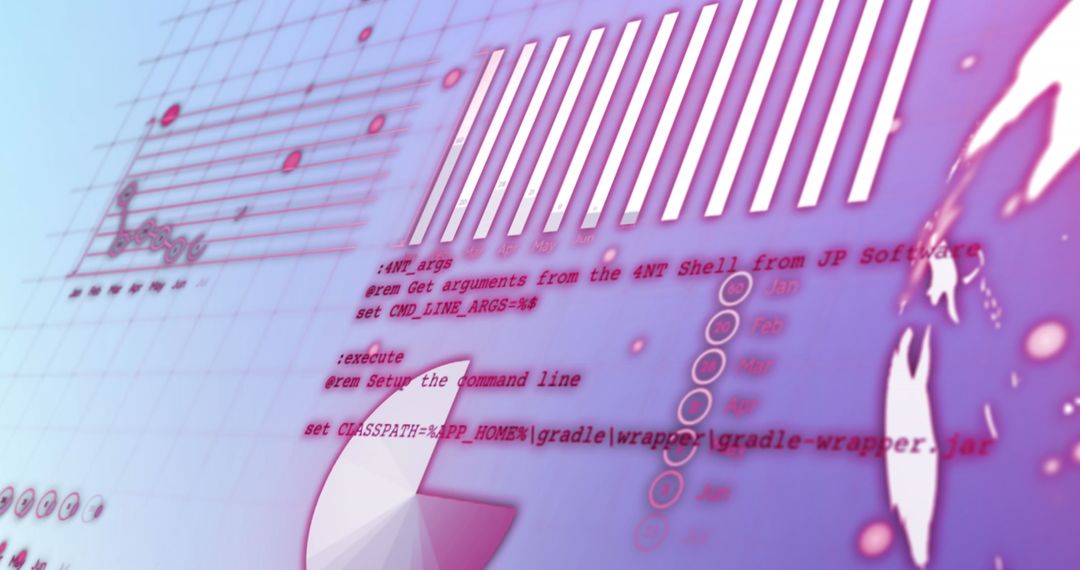 Futuristic coding on holographic overlay with graphs and globe