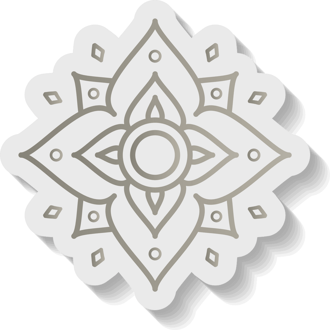 Symmetrical Geometric Mandala Design on Transparent Background