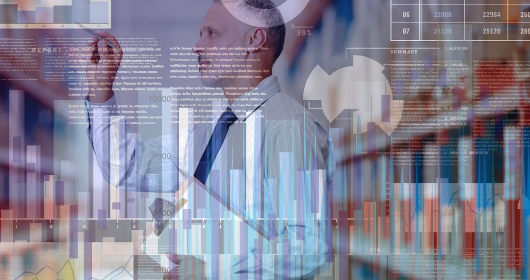 Businessman Analyzing Financial Data in Warehouse Concept