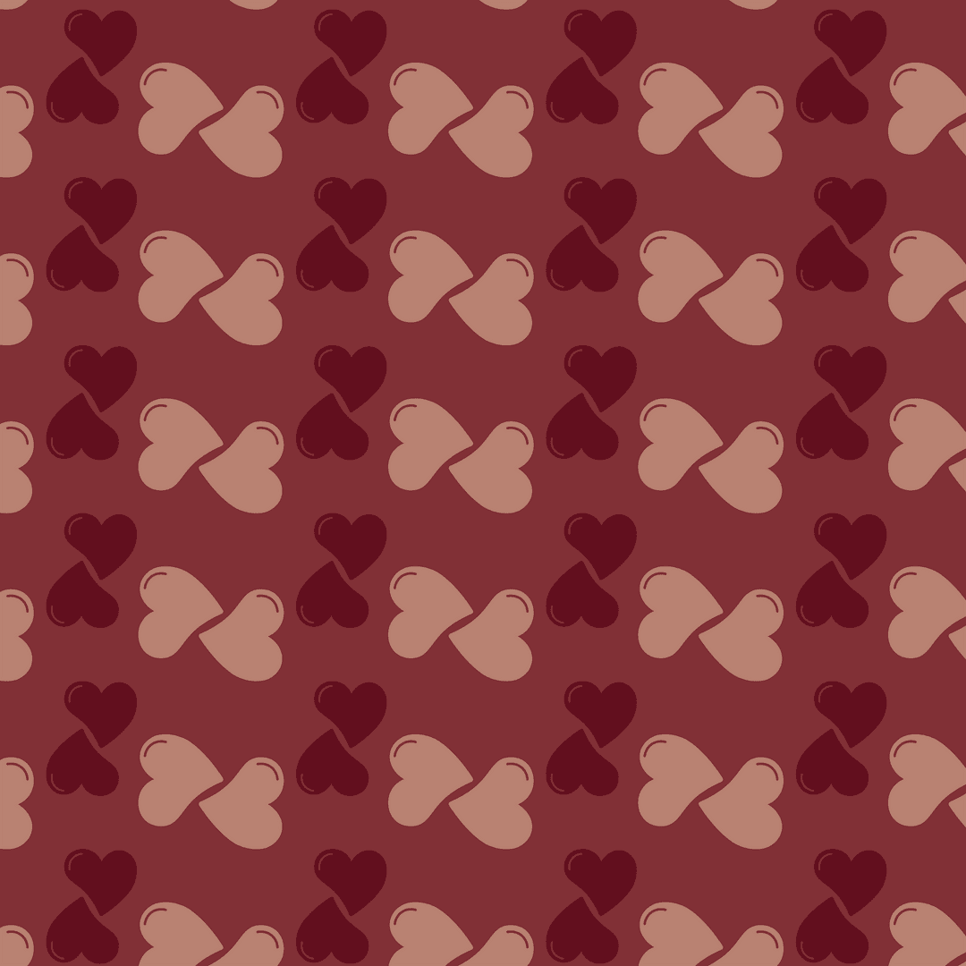 Seamless Heart Pattern with Red and Pink on Brown Transparent Background