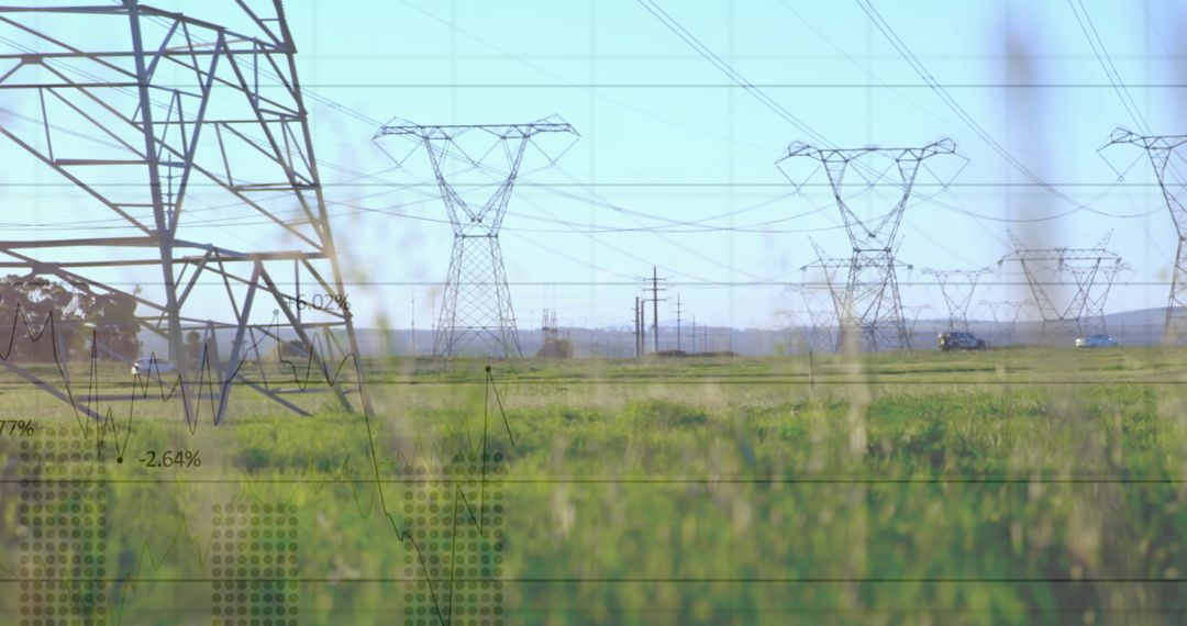 Electricity Transmission Overlaid with Data Analytics Concept