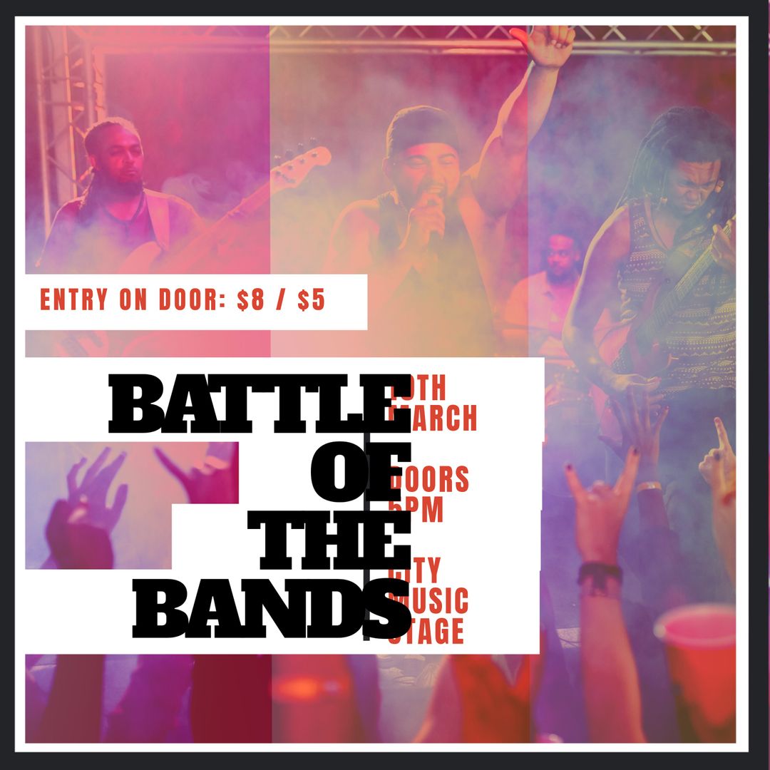 Energetic Live Battle of the Bands Event Poster with Performing Musicians - Download Free Stock Templates Pikwizard.com