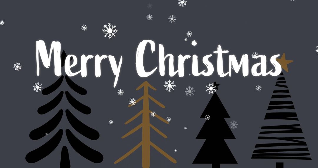 Merry Christmas Winter Scene with Trees and Snowfall
