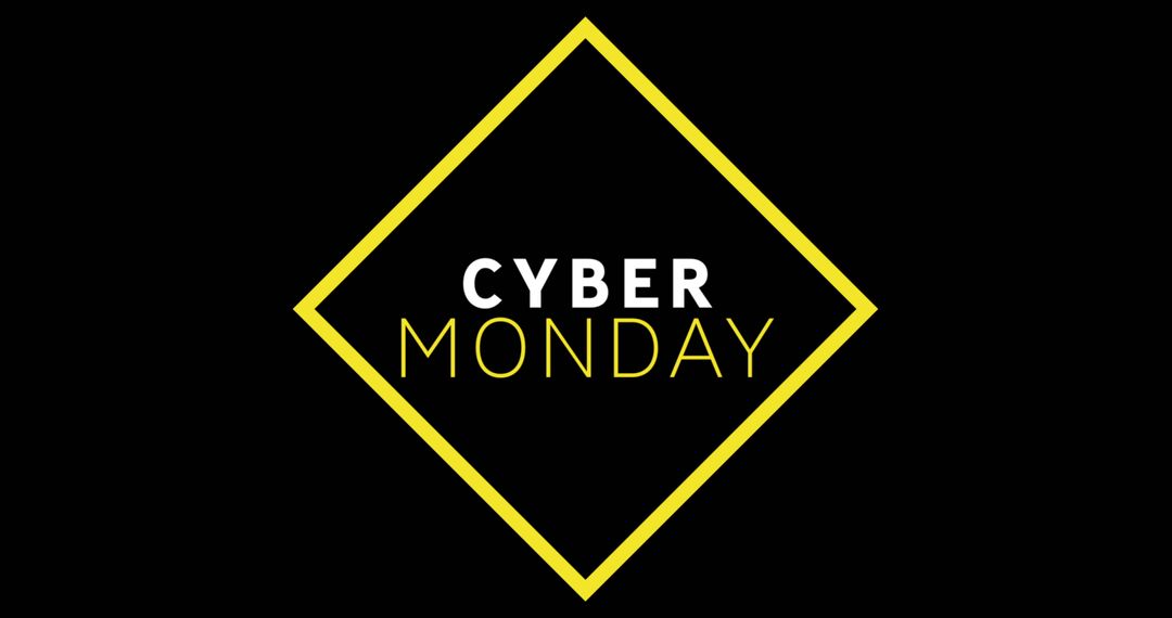 Minimalist Cyber Monday Text with Yellow Outline on Black Background