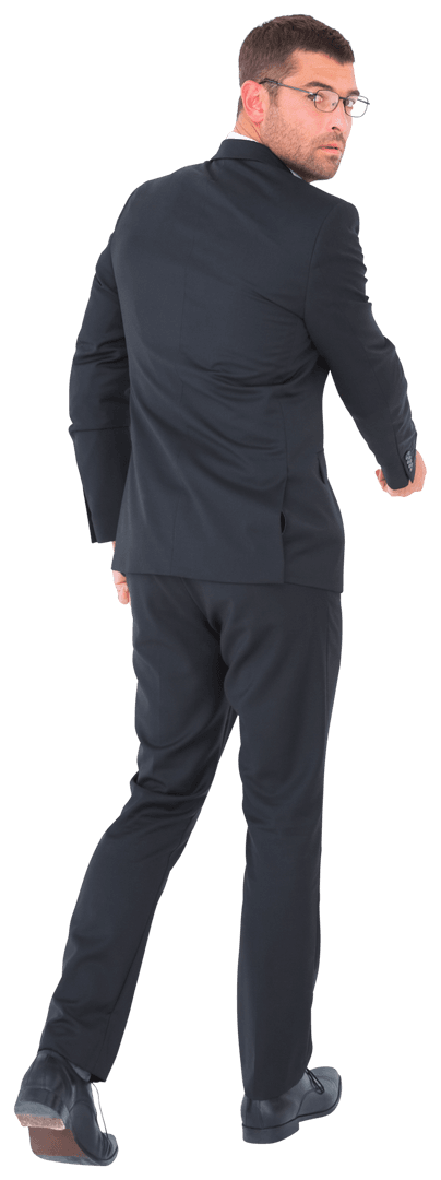 Businessman Walking Away Searching on Transparent Background Vector