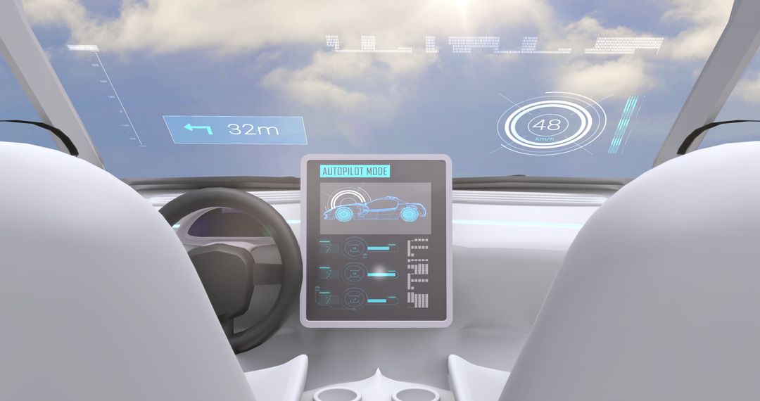 Futuristic Autonomous Car Interior with Virtual Display Interface