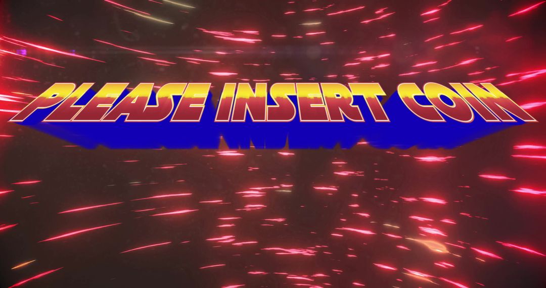 Retro 3D Arcade Start Screen with Neon Text