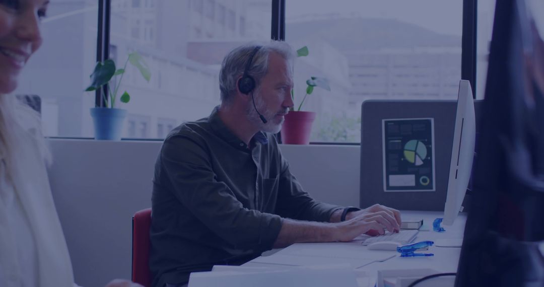 Senior Professional Engaging in Remote Office Collaboration