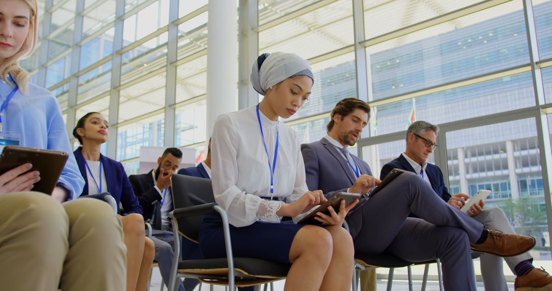 Multiracial Professionals Using Tablets at Business Seminar