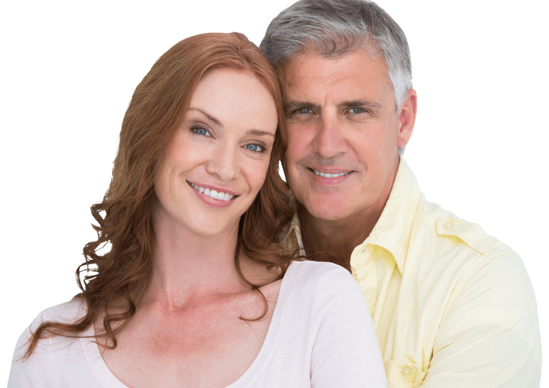 Happy Transparent Couple Smiling at Camera