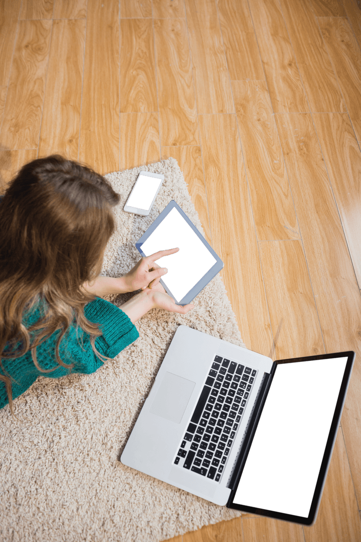 Transparent Device Screens in Cozy Living Room