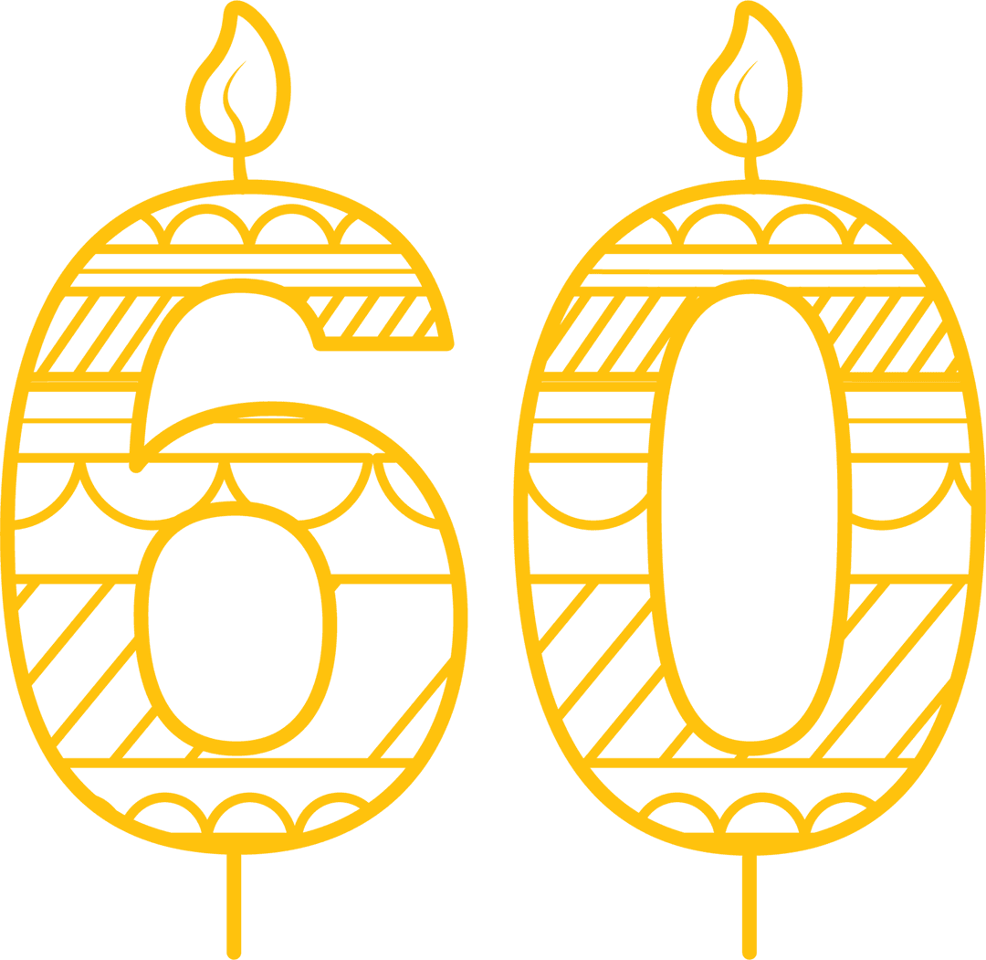 Transparent 60th Birthday Candle Illustration with Decorative Pattern